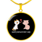 Happy Meowentine's Day Cat Circle Necklace Stainless Steel or 18k Gold 18-22"-Express Your Love Gifts