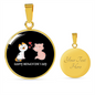 Happy Meowentine's Day Cat Circle Necklace Stainless Steel or 18k Gold 18-22"-Express Your Love Gifts