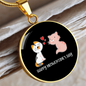 Happy Meowentine's Day Cat Circle Necklace Stainless Steel or 18k Gold 18-22"-Express Your Love Gifts