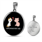 Happy Meowentine's Day Cat Circle Necklace Stainless Steel or 18k Gold 18-22"-Express Your Love Gifts