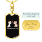 Happy Meowentine's Day Cat Keychain Stainless Steel or 18k Gold Dog Tag Keyring-Express Your Love Gifts