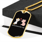 Happy Meowentine's Day Cat Necklace Stainless Steel or 18k Gold Dog Tag 24" Chain-Express Your Love Gifts