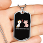 Happy Meowentine's Day Cat Necklace Stainless Steel or 18k Gold Dog Tag 24" Chain-Express Your Love Gifts