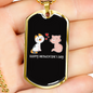 Happy Meowentine's Day Cat Necklace Stainless Steel or 18k Gold Dog Tag 24" Chain-Express Your Love Gifts