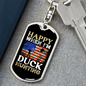 Happy When Hunting Flag Keychain Stainless Steel or 18k Gold Dog Tag Keyring-Express Your Love Gifts