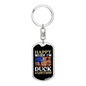 Happy When Hunting Flag Keychain Stainless Steel or 18k Gold Dog Tag Keyring-Express Your Love Gifts