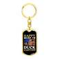 Happy When Hunting Flag Keychain Stainless Steel or 18k Gold Dog Tag Keyring-Express Your Love Gifts