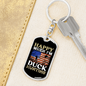 Happy When Hunting Flag Keychain Stainless Steel or 18k Gold Dog Tag Keyring-Express Your Love Gifts