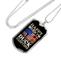Happy When Hunting Flag Necklace Stainless Steel or 18k Gold Dog Tag 24" Chain-Express Your Love Gifts