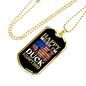 Happy When Hunting Flag Necklace Stainless Steel or 18k Gold Dog Tag 24" Chain-Express Your Love Gifts