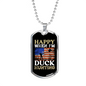 Happy When Hunting Flag Necklace Stainless Steel or 18k Gold Dog Tag 24" Chain-Express Your Love Gifts