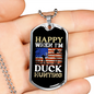 Happy When Hunting Flag Necklace Stainless Steel or 18k Gold Dog Tag 24" Chain-Express Your Love Gifts