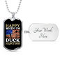 Happy When Hunting Flag Necklace Stainless Steel or 18k Gold Dog Tag 24" Chain-Express Your Love Gifts