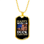 Happy When Hunting Flag Necklace Stainless Steel or 18k Gold Dog Tag 24" Chain-Express Your Love Gifts