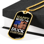 Happy When Hunting Flag Necklace Stainless Steel or 18k Gold Dog Tag 24" Chain-Express Your Love Gifts