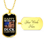 Happy When Hunting Flag Necklace Stainless Steel or 18k Gold Dog Tag 24" Chain-Express Your Love Gifts