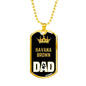 Havana Brown Cat Dad Necklace Stainless Steel or 18k Gold Dog Tag 24"-Express Your Love Gifts