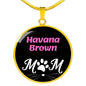 Havana Brown Cat Mom Necklace Circle Pendant Stainless Steel or 18k Gold 18-22"-Express Your Love Gifts