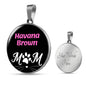 Havana Brown Cat Mom Necklace Circle Pendant Stainless Steel or 18k Gold 18-22"-Express Your Love Gifts