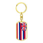 Hawaii State Flag Keychain Dog Tag Stainless Steel or 18k Gold-Express Your Love Gifts