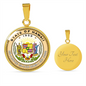 Hawaii State Seal Necklace Circle Pendant Stainless Steel or 18k Gold 18-22"-Express Your Love Gifts
