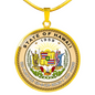 Hawaii State Seal Necklace Circle Pendant Stainless Steel or 18k Gold 18-22"-Express Your Love Gifts