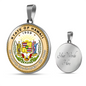 Hawaii State Seal Necklace Circle Pendant Stainless Steel or 18k Gold 18-22"-Express Your Love Gifts
