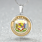 Hawaii State Seal Necklace Circle Pendant Stainless Steel or 18k Gold 18-22"-Express Your Love Gifts