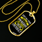He Cares For You 1 Peter 5:7 Necklace Stainless Steel or 18k Gold Dog Tag 24" Chain-Express Your Love Gifts