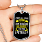 He Cares For You 1 Peter 5:7 Necklace Stainless Steel or 18k Gold Dog Tag 24" Chain-Express Your Love Gifts