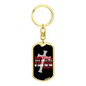 He Cares For You Cross 1 Peter 5:7 Keychain Stainless Steel or 18k Gold Dog Tag Keyring-Express Your Love Gifts
