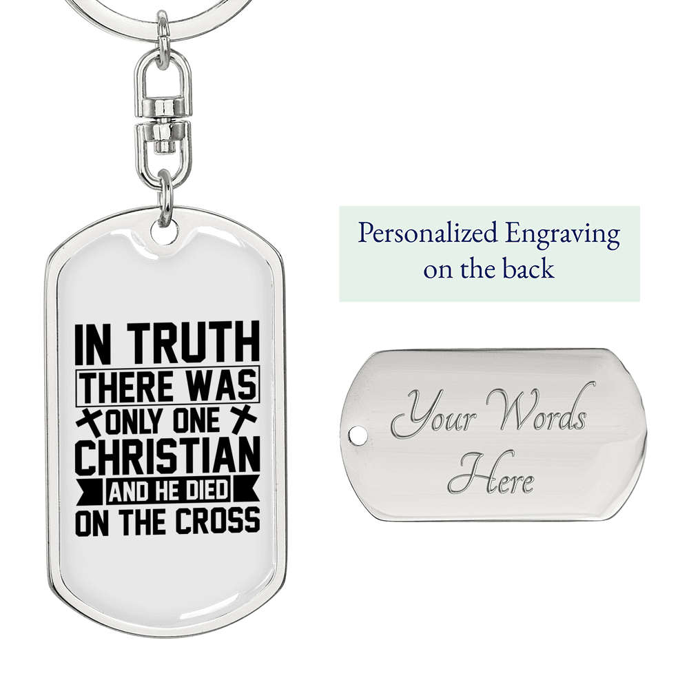 He Died On The Cross Keychain Stainless Steel or 18k Gold Dog Tag Keyring-Express Your Love Gifts