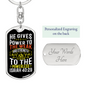 He Gives Strength Isaiah 40:29 Keychain Stainless Steel or 18k Gold Dog Tag Keyring-Express Your Love Gifts