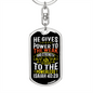 He Gives Strength Isaiah 40:29 Keychain Stainless Steel or 18k Gold Dog Tag Keyring-Express Your Love Gifts