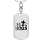 He Is Risen Keychain Stainless Steel or 18k Gold Dog Tag Keyring-Express Your Love Gifts