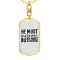 He Must Increase Keychain Stainless Steel or 18k Gold Dog Tag Keyring-Express Your Love Gifts