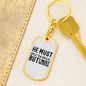 He Must Increase Keychain Stainless Steel or 18k Gold Dog Tag Keyring-Express Your Love Gifts