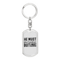 He Must Increase Keychain Stainless Steel or 18k Gold Dog Tag Keyring-Express Your Love Gifts