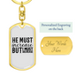 He Must Increase Keychain Stainless Steel or 18k Gold Dog Tag Keyring-Express Your Love Gifts