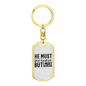 He Must Increase Keychain Stainless Steel or 18k Gold Dog Tag Keyring-Express Your Love Gifts