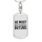 He Must Increase Keychain Stainless Steel or 18k Gold Dog Tag Keyring-Express Your Love Gifts