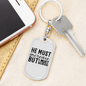 He Must Increase Keychain Stainless Steel or 18k Gold Dog Tag Keyring-Express Your Love Gifts