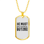 He Must Increase Necklace Stainless Steel or 18k Gold Dog Tag 24" Chain-Express Your Love Gifts