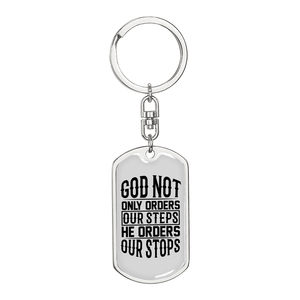He orders Our Stops Keychain Stainless Steel or 18k Gold Dog Tag Keyring-Express Your Love Gifts