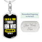 He Strengthens Me White Philippians 4:13 Keychain Stainless Steel or 18k Gold Dog Tag Keyring-Express Your Love Gifts