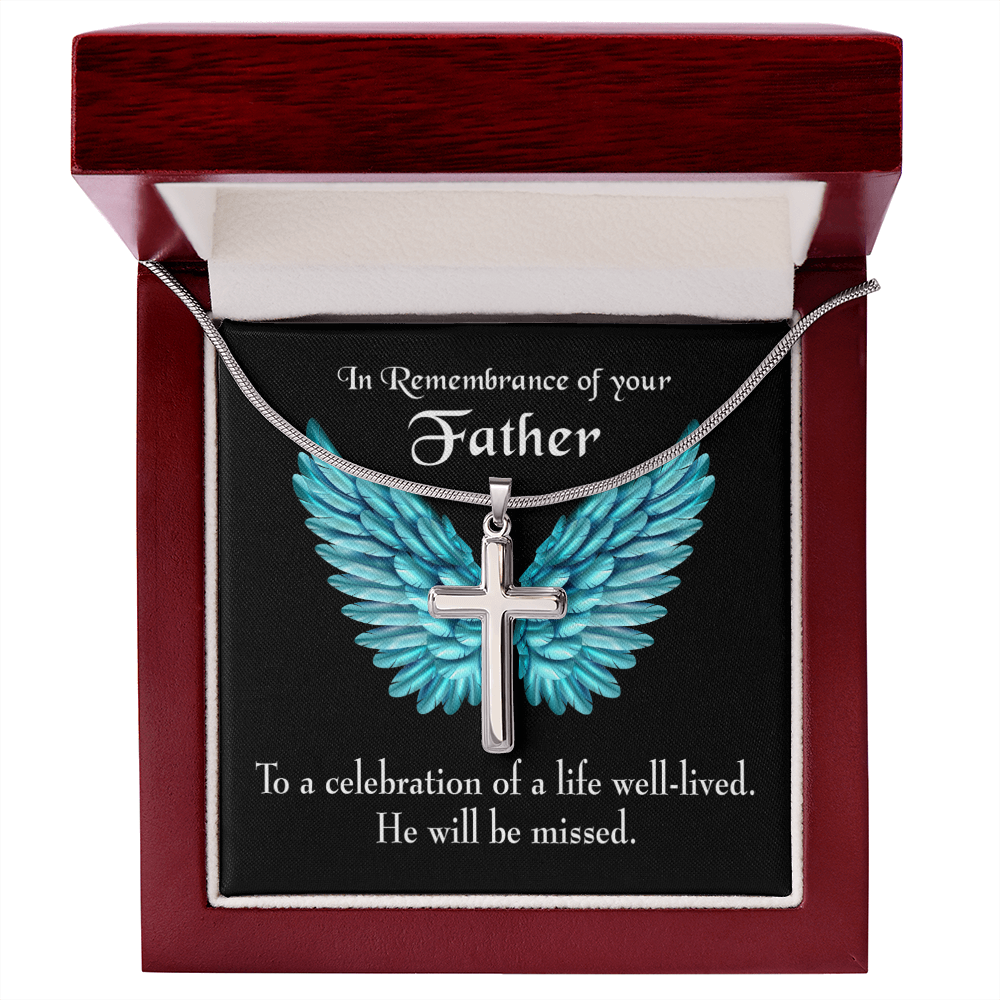 He Will be Missed Dad Memorial Gift Dad Memorial Cross Necklace Sympathy Gift Loss of Father Condolence Message Card-Express Your Love Gifts