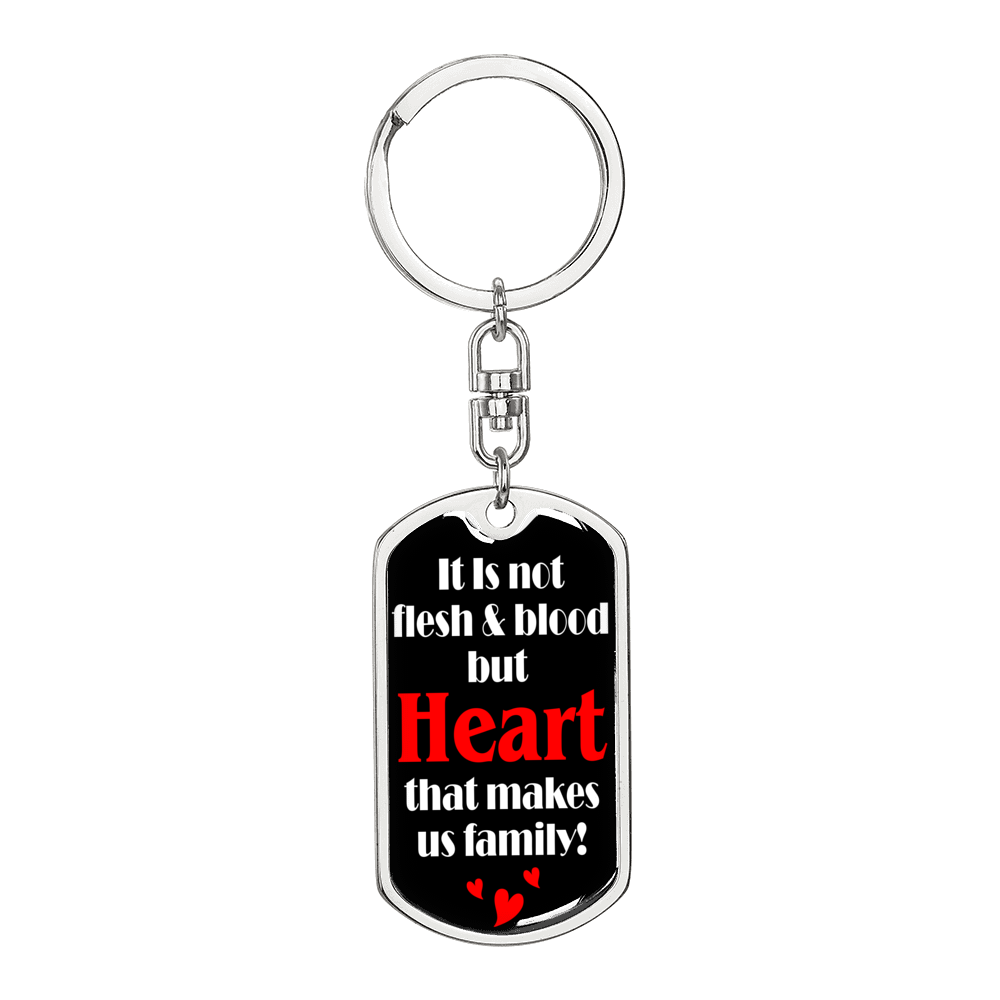 Heart Makes Us Family Keychain Stainless Steel or 18k Gold Dog Tag Keyring-Express Your Love Gifts