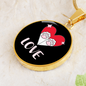 Heart Paws Love Cat Circle Necklace Stainless Steel or 18k Gold 18-22"-Express Your Love Gifts