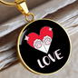 Heart Paws Love Cat Circle Necklace Stainless Steel or 18k Gold 18-22"-Express Your Love Gifts