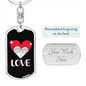 Heart Paws Love Cat Keychain Stainless Steel or 18k Gold Dog Tag Keyring-Express Your Love Gifts